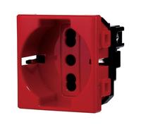 Moduli Bianchi, Compatibile Con Bticino Matix, Presa 10A 16A bipasso, antenna, ethernet, TV, antenna, USB, Per Placche originali e compatibili (1x, presa schuko 10A/16A rosso)