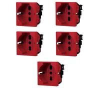 Moduli Bianchi, Compatibile Con Bticino Matix, Presa 10A 16A bipasso, antenna, ethernet, TV, antenna, USB, Per Placche originali e compatibili (5x, presa schuko 10A/16A rosso)