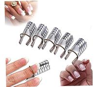 Moduli di estensione per nail art, guida per gel acrilico per unghie, soluzioni per unghie, strumento fai da te, unghie francesi, guida alla forma in alluminio, argento, 5 pezzi, bel design
