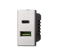 ETTROIT AG3002 Presa Caricatore USB 2 Porte 3,1A USB-A + USB Type C Grigio