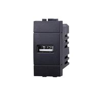 MODULI PRESE INTERRUTTORI SHUCKO PULSANTI TV DIMMER COMPATIBILE SERIE LIVING NERI - ETTROIT (PRESA USB SINGOLA)