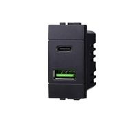 Presa Caricatore USB 2 Porte USB-A + Type C Nero Compatibile Living Light