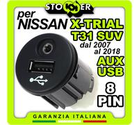 Modulo Adattatore Ingresso Cavo AUX 3.5mm + Porta USB per NISSAN X-TRIAL 8PIN