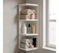 Modulo Angolare Bagno Sospeso Con 3 Ripiani Mobile Salvaspazio Mobiletto Da Parete Per Organizzare Accessori Prodotti Asciugamani Design Moderno Compatto Regina 65 x 20 x 19.5 Cm Bianco Lucido