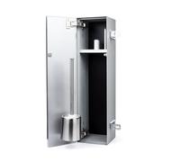 Modulo armadio da incasso per bagno, piastrellabile, con funzione "Push to Open", chiusura della porta, uscita laterale sinistra, porta carta igienica, porta scopino per WC, dimensioni 15,4 x 66 x 17
