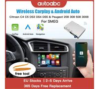Modulo AUTOABC Wireless Carplay e Android Auto per Peugeot 208 308 508 3008 C4 DS3 DS4 DS5 Sistema SMEG Airplay Mirror Link Supporto multimediale Telecamere OEM e telecamere aftermarket