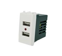 MODULO CARICATORE 2 PORTE USB BIANCO 5V INCASSO A MURO COMPATIBILE VIMAR PLANA