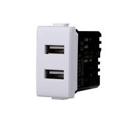 Modulo Caricatore USB X2 Da Muro 2 Porte USB 5V 2,1A Bianco Compatibile con Bticino Matix