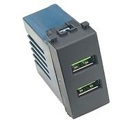Modulo Caricatore USB X2 Da Muro 2 Porte USB 5V 2,1A Nero Compatibile con Vimar Arke