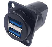 Modulo da femmina a femmina USB 3.0 a doppia fila per montaggio a pannello D per dispositivi audio video e integrazione pannello industriale (nero)