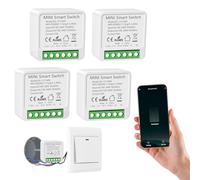 Modulo di luce intelligente da 4 pezzi, mini smart home con controllo vocale/conto alla rovescia, compatibile con Alexa/Google, 1 via/2 vie, cavo neutro richiesto