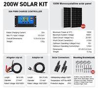 Modulo Fotovoltaico Rigido 100W 200W Soluzione Ecologica per Casa e Caravane