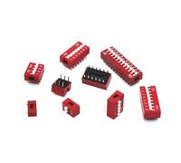 Modulo interruttore a scorrimento da 10 pezzi, 1, 2, 3, 4, 5, 6, 7, 8, 9, 10, 12 bit, posizione 2,54 mm, DIP, interruttore a levetta rosso, interruttore a scatto rosso(5 Bit)