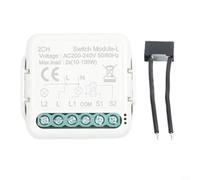 Modulo interruttore della luce, nessun cavo neutro richiesto, 230 V 100 W, compatibile con & Life App, controllo vocale, funzione di gruppo e timer per automazione domestica (2CH)