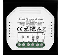 Modulo interruttore dimmer WiFi intelligente con funzione bidirezionale, compatibile con Zigbee Hub per Tuya App per Alexa, telecomando della luce per scatole da parete tradizionali, bianco