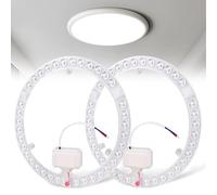 Modulo LED per Plafoniera, Anello 36W Bianco 6000K con Set di Conversione per Plate ad Anello, Ø 23 cm - 2 Pezzi per Scheda Retrofit Ricambio
