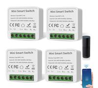 Modulo Mini Interruttore Intelligente WiFi a 2 Vie - 4 Pezzi Fai da te per Parete, Compatibile con App Tuya