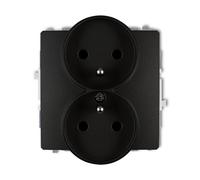 MODULO NERO OPACO PRESA 2X Z/U CON COPERCHI DECO 12DGPR-2zp