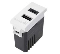 Presa Doppio USB-C + USB-A Compatibile Con Bticino Living e Vimar Plana (5V 3A, Bianco)