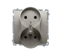 Simon Basic presa doppia con/u 16A IP20 satinato BMGZ2M.01/29