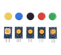 Modulo pulsante 3 pin Pannello interruttore a pulsante grande con coperture colorate Blocchi elettronici per assemblaggio di circuiti Progetti fai te Set 5 pezzi Rosso Giallo