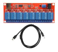 Modulo Relè 8 Canali, Scheda di Interfaccia con Trigger a Basso Livello, 24V - Comunicazione USB Seriale e Controllo Flessibile, per Automazione Industriale e Progetti DIY (5 V)