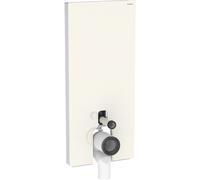 Modulo sanitario Geberit Monolith per WC a pavimento, 114 cm, attacco acqua al centro, con curva di collegamento a P, colorazione: Grigio sabbia di vetro / Alluminio