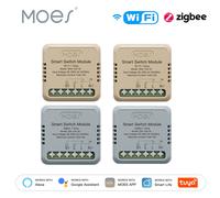 Modulo Smart Switch/Dimmer WiFi/Zigbee MOES Mini Tuya, Modulo DIY per Interruttore Luce 1/2 Gang, Controllo Remoto Compatibile con Alexa e Google Home