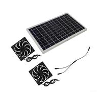 Modulo solare fotovoltaico da 30 W con 2 ventole di raffreddamento CC, laminato epossidico, impermeabile, kit di ventilazione per serra, camper, capannone, attico, controllo della temperatura