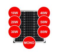 Modulo Solare Pannello Cella 10 20 30 40 50 80 Watt Mono Fotovoltaico 12V