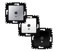 Modulo TV intermedio bianco con presa di alimentazione e connettività, ideale per impianti elettrici e audiovisivi.