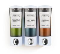 Modundry Dispenser di Sapone Liquido Montaggio A Parete, Dispenser per Shampoo e Balsamo, Doccia Gel Shampoo Mano Lozione Erogazione Contenitore per Bagno Casa Cucina Hotel (300ML*3, Bianco)