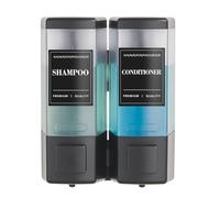 modunful 2 Pezzi Dispenser Sapone Bagno 500 ml con 42 Etichetta Impermeabile, Dispenser Doccia da Muro per Shampoo e Bagnoschiuma, Senza Foratura, Nero