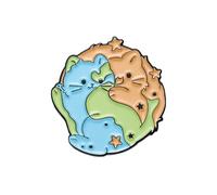 Mody Animal Revers Pin Cartone Animato Dolce Terra Gatto Smalto Pin Gioielli Coscienza Ambientale Spilla Vestiti Pin Penna Distintivo