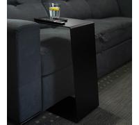 MOE UHANE Tavolino nero, 37 x 26,5 x 60 cm, design moderno per caffè, in metallo a forma di C, tavolino moderno