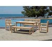 Möbilia® Set di 2 sedie con braccioli, 2 panche, 1 tavolo