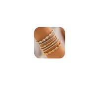 MOEEIJEW Bracciali di perline in oro per le donne braccialetti di perle in argento impilabile filo elastico perline braccialetto gioielli, one size, Lega, Nessuna pietra preziosa