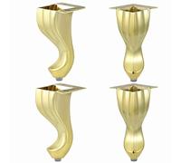 MOEENS Gambe per mobili, 4 piedini in legno torniti dorati, gambe per divano con intaglio cavo per tavolino da caffè, gambe a forcina, supporti per TV, 14 cm, con vite