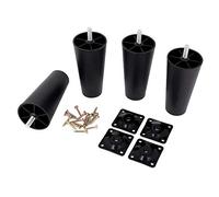MOEENS Gambe per mobili, piedini in legno torniti per chignon, 4 pezzi, gambe per mobili in plastica, rotonde, affusolate, per tavoli, armadi, divani, letto, TV, gambe nere, piedini per mobili