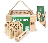 Mölkky Original - Legno di Betulla, 12 Birilli, 1 Bastone - Giochi da Lanciare per Esterni, Giardino, Picnic, Spiaggia, Tempo Libero, Festa - Gioco Mölkky per Famiglia, Gruppi, 2+ Giocatori, 6+ Anni