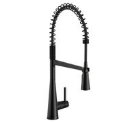Moen 5925BL Sleek One-Handle Pre-Rinse High Arc Spring Pulldown Kitchen Faucet with Power Boost, Matte Black