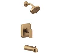 Moen Genta LX UT2473EPBZG - Kit finiture serie M-CORE 2 con soffione, maniglia a leva e beccuccio per vasca, valvola richiesta, colore: oro spazzolato