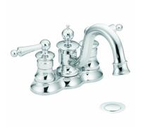 Moen S412 Waterhill Rubinetto da bagno ad arco alto a due manopole, cromato