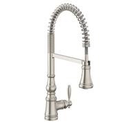 Moen Weymouth Spot Resist Acciaio Una Maniglia Pre-Risciacquo Primavera Rubinetto Da Cucina Pulldown Rubinetto Della Cucina Tradizionale Fattoria con Power Boost, S73104SRS