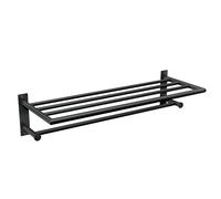Moen Y5794BL Arlys 24-Inch Wide Modern Bathroom Hotel-Style Storage Shelf with Towel Bar, Matte Black