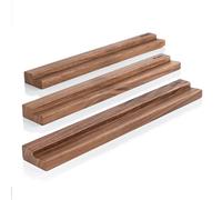 MÖNKE 3 Scaffali per dischi in vinile - Esponga con eleganza i suoi dischi in riproduzione o preferiti sulla parete - Adatto a 3 dischi di qualsiasi dimensione (Noce)