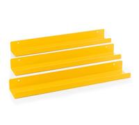 MÖNKE Scaffale Per Dischi In Vinile - 3 Ripiani Espositivi In Metallo - Esponga A Parete I Suoi Dischi Preferiti O In Riproduzione - Questo Portadischi In Vinile Si Adatta A Tutti I Dischi (Giallo)