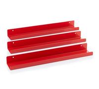 MÖNKE Scaffale Per Dischi In Vinile - 3 Ripiani Espositivi In Metallo - Esponga A Parete I Suoi Dischi Preferiti O In Riproduzione - Questo Portadischi In Vinile Si Adatta A Tutti I Dischi (Rosso)