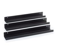 MÖNKE Scaffale Per Dischi In Vinile - 3 Ripiani Espositivi In Metallo - Esponga A Parete I Suoi Dischi Preferiti O In Riproduzione - Questo Portadischi In Vinile Si Adatta A Tutti I Dischi (Nero)