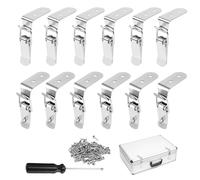 MOERDIFFER 12 chiusure a scatto robuste, 76,5 x 24 mm, fissaggio ad angolo, chiusura sicura con 48 viti, chiusura a scatola a 90 gradi per case, valigie, casse armadietti, anatra
